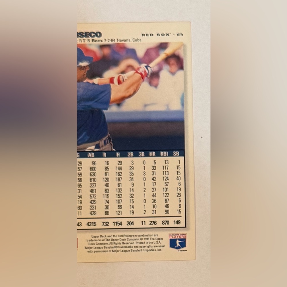 Trading card baseball 1995 The Upper Deck # 415 José Canseco silver signature - Picture 8 of 8